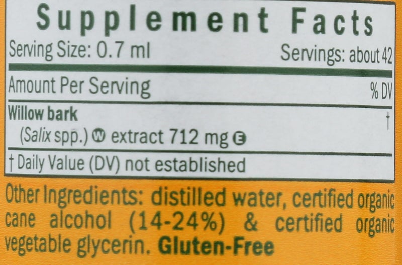 Herb Pharm Willow Bark Liquid Extract for Minor Pain - 1 Ounce (DWILL01) - Image 1