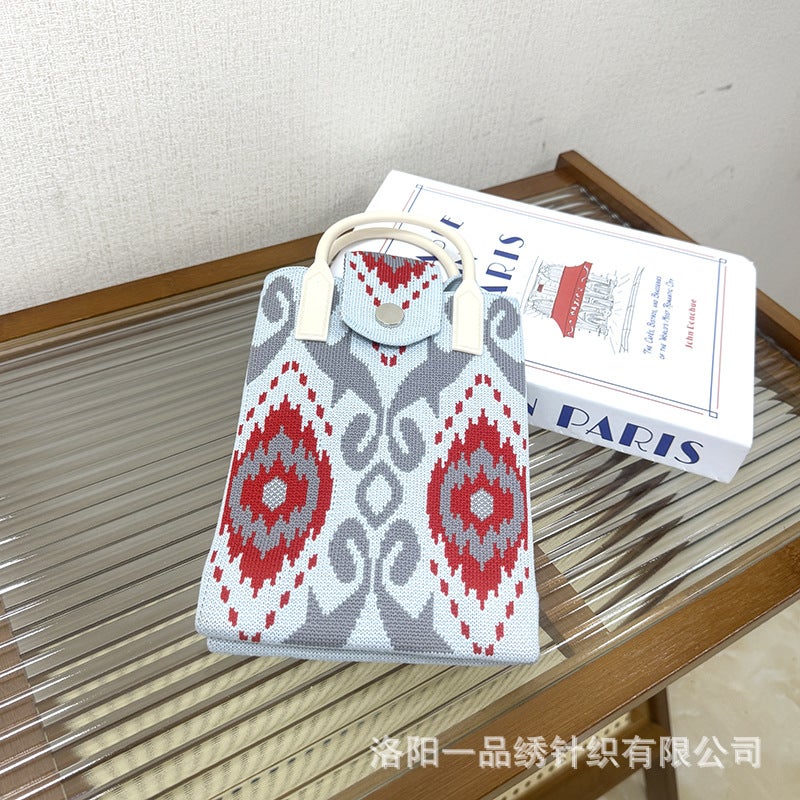 Xinjiang Ethnic Style Ediris Pattern Cloth Bag Handbag Knitted Bag Hand-Carrying Cultural And Creative Souvenir Crossbody Bag - Image 1