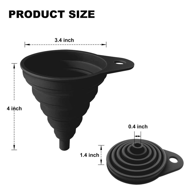ANNIOCA Funnels for Kitchen Use, Food Grade Silicone Collapsible Kitchen Funnel (Black) - Image 2
