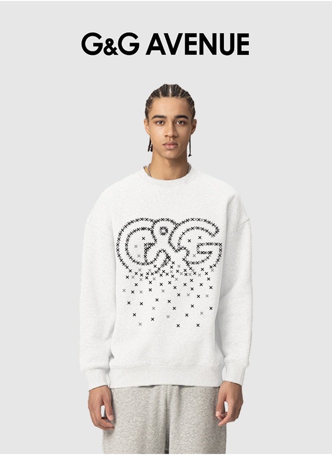 G&G AVENUE - Spring and Autumn men's round neck sportswear loose casual style soft long sleeved top fashionable and comfortable base top - Image 1