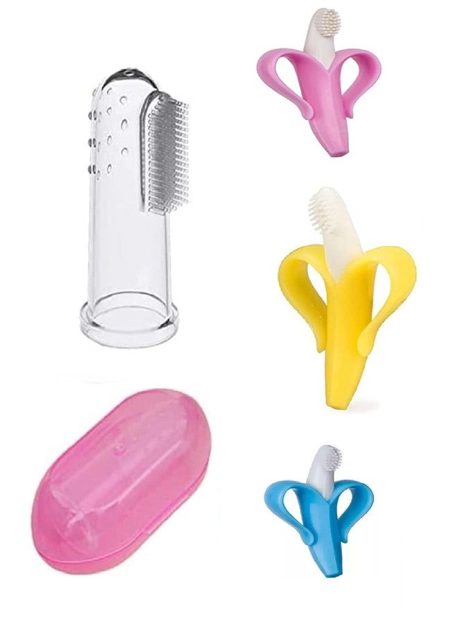 Wavva Banana Teether With Finger Manual Toothbrush - Hand Powered Pain Relief Soft Silicone Teething Toys, Training Toothbrush for Babies, Toddlers, Infants, Boy and Girl - 100 G. - Image 1