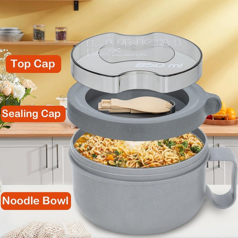Ronanemon 2 Pack Soup Bowl with Handles, Microwave Ramen Bowl with Lid for Soup and Instant Noodles,Oatmeal, Gumbo, Salad,BPA Free - Image 4