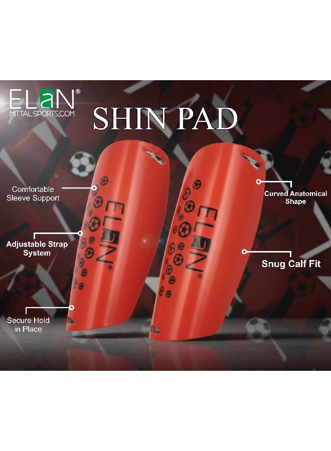 Elan Football Shin Guards For Boys & Kids - High-Impact Protective Red Shin Pads, Lightweight Ergonomic Soccer Gear For Training & Matches, Durable Leg Protectors (Ages 5-12 Years - Image 3