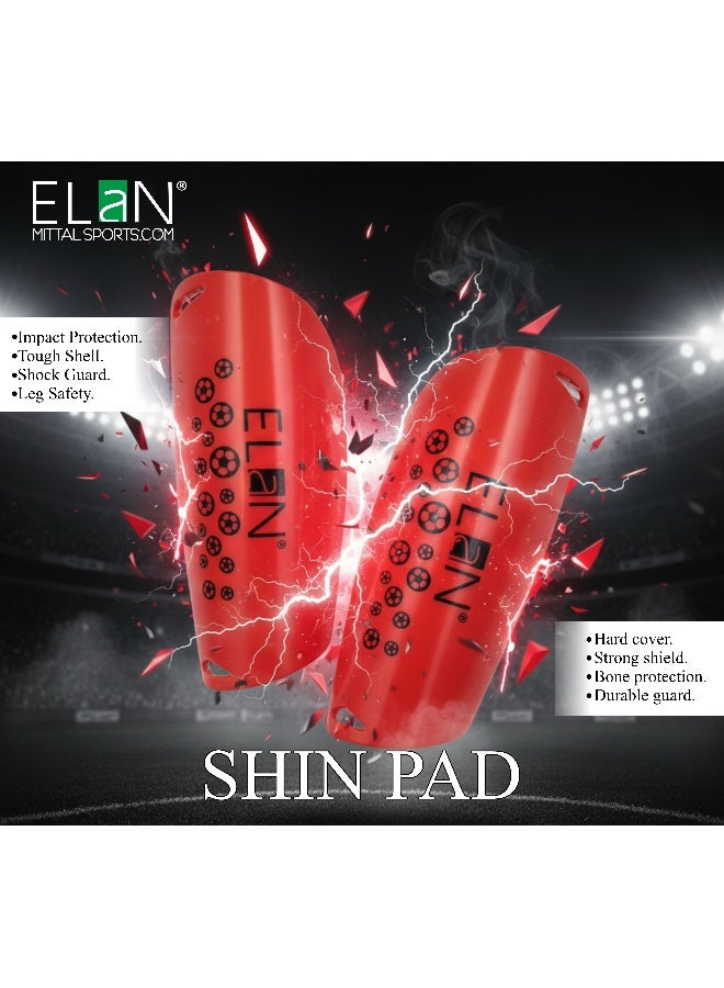 Elan Football Shin Guards For Boys & Kids - High-Impact Protective Red Shin Pads, Lightweight Ergonomic Soccer Gear For Training & Matches, Durable Leg Protectors (Ages 5-12 Years - Image 2