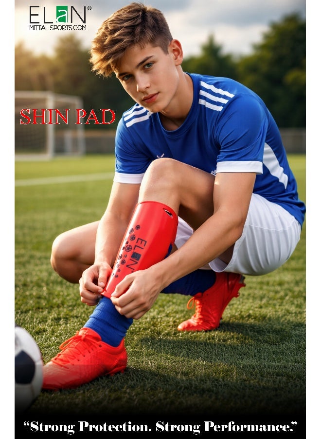 Elan Football Shin Guards For Boys & Kids - High-Impact Protective Red Shin Pads, Lightweight Ergonomic Soccer Gear For Training & Matches, Durable Leg Protectors (Ages 5-12 Years - Image 5
