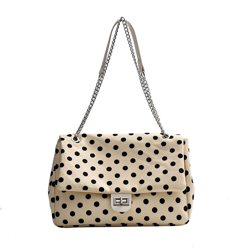 Large Capacity Polka Dot Square Tote Bag Fashionable Chain Underarm Shoulder Bag Simple Crossbody Bag - Image 1