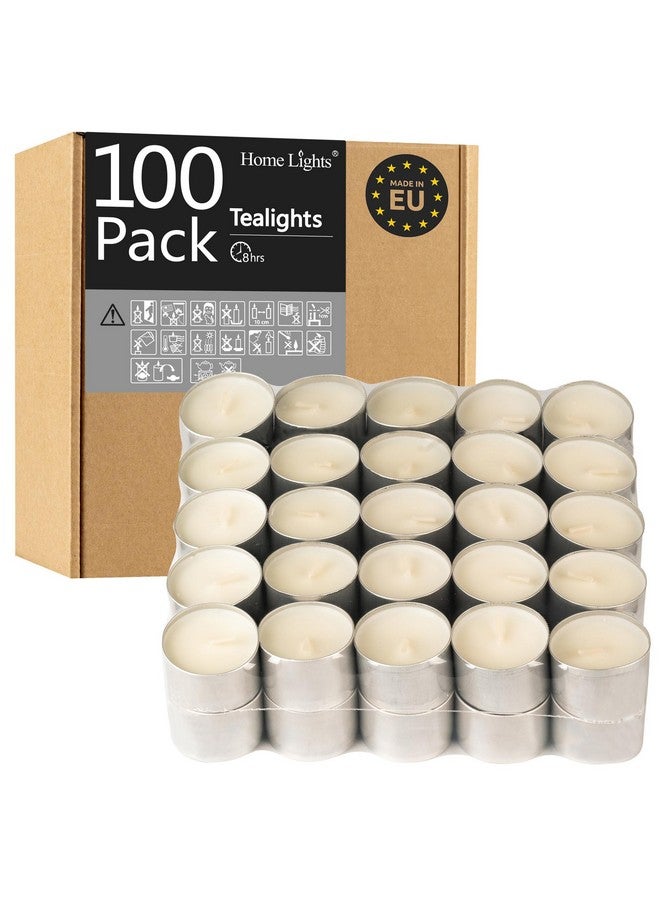 Home Lights HomeLights Unscented Tealight Candles - 100 Pack, 8hr Smokeless White Votive Candles for Shabbat, Weddings, Home Decor  - Image 1