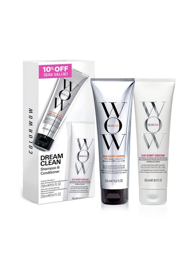 كولور واو مجموعة COLOR WOW Dream Clean Duo - شامبو COLOR SECURITY نظيف 100%، خالٍ من الكبريتات، وبلسم COLOR SECURITY خفيف الوزن - للشعر العادي إلى الكثيف | احصلي على شعر لامع ورطب للغاية - Image 2