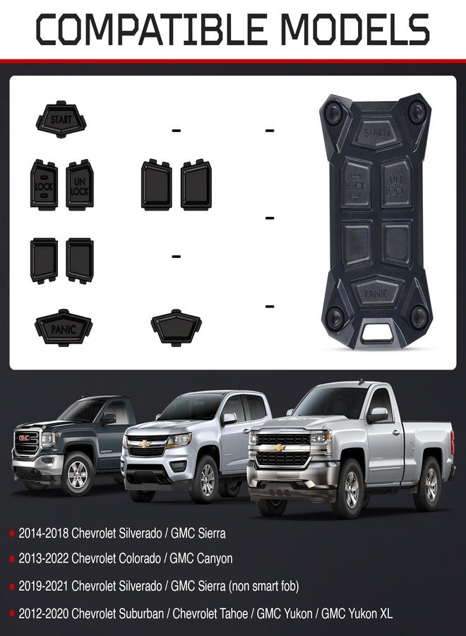 AJT DESIGN Replacement Key Fob Case Compatible with 2014-2018 Chevrolet Silverado, GMC Sierra | 2013+ Chevy Colorado, GMC Canyon | 2012+ Suburban, Tahoe, Yukon | GMC / Chevy Key Fob Shell - Gray - Image 3