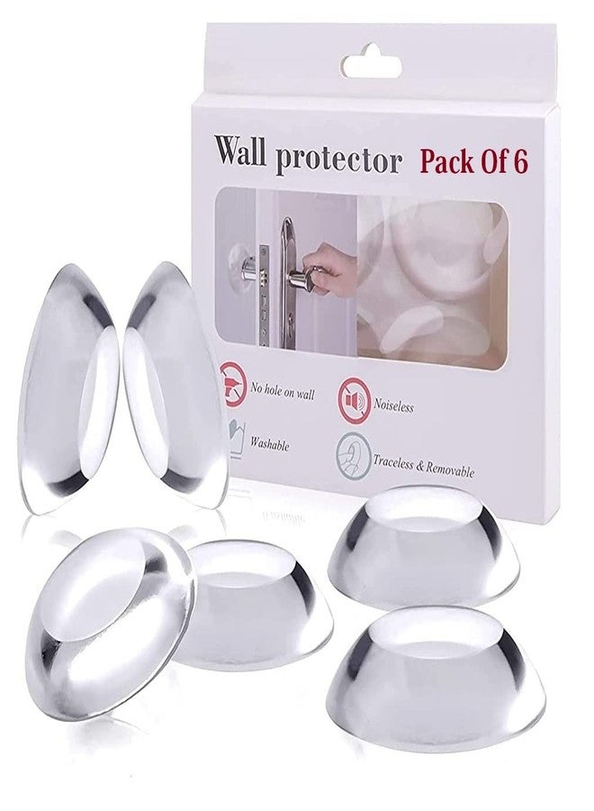HSR Door Knob Wall Protector 6Pcs Transparent Round Silicone Door Handle Bumper for Doorknobs, Headboard, Refrigerator Door, Cabinets - Image 1