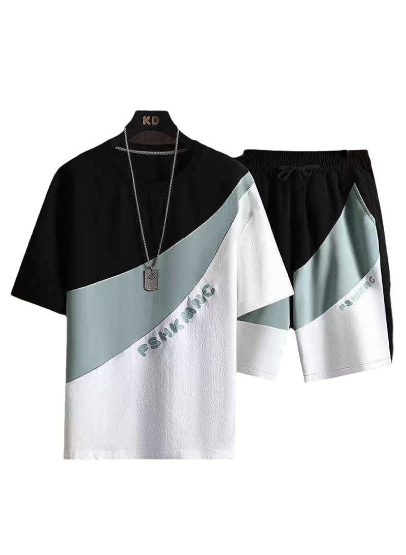 Summer suit short-sleeved T-shirt handsome trendy shorts half-sleeved top suit  - Image 1