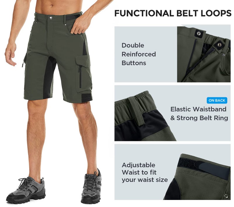 XKTTAC Men's Outdoor Quick Dry Lightweight Cargo Shorts for Hiking, Casual, Camping, Tactical, Fishing, Golf, Travel with 6 Pockets (Green, X-Large) - Image 5