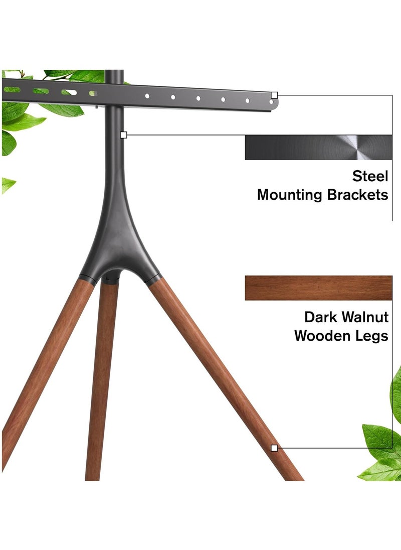 ELTRAZONE TV Stand Tripod Base 45-70inch LED LCD OLED Flat Screens, Height Adjustable TV Floor Stand w/Cable Ties, 180°Swivel Portable TV Mount Stand Bedroom, Living Room, Studio, brown, 55lbs - Image 4