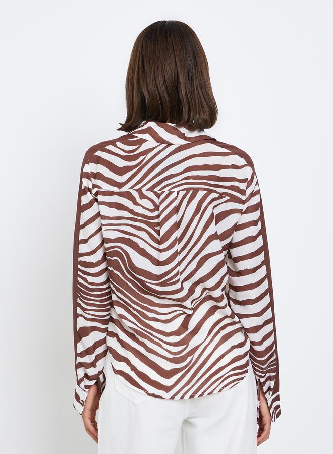 Styli Beige Zebra Print Long Sleeve Shirt - Image 5
