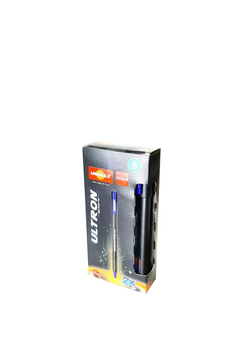 UNIMAX Unimax 12-Piece GiGiS Ultron 2X Writing Length Ball Point Pen Blue 0.7mm ULTRON 2XBK12BL 