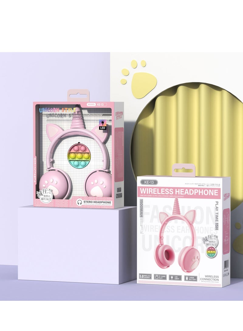 GULFLINK Bluetooth Wireless Headphones for Kids Teens Adults Pink - Image 2