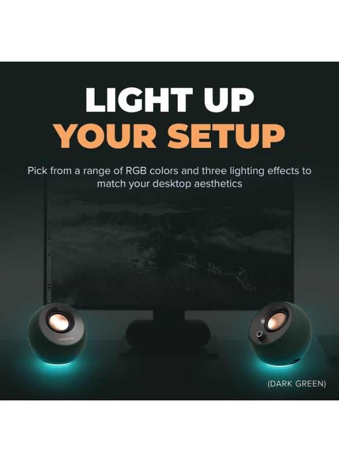كريتيف سماعات كرييتف بيبل برو USB-C ‏2.0 باللون الأسود مع بلوتوث 5.3 وإضاءة RGB وتقنية BassFlex ومنفذ سماعة وميكروفون - Image 2
