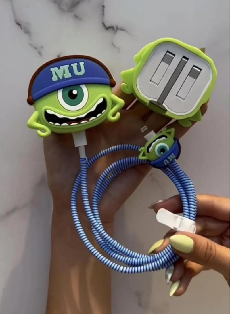 جيميناي حامي شاحن نحيف من سلسلة الكرتون ثلاثية الأبعاد متوافق مع آيفون 18 واط 20 واط غطاء واقي لكابل الشحن السريع حامي كابل البيانات - Image 1