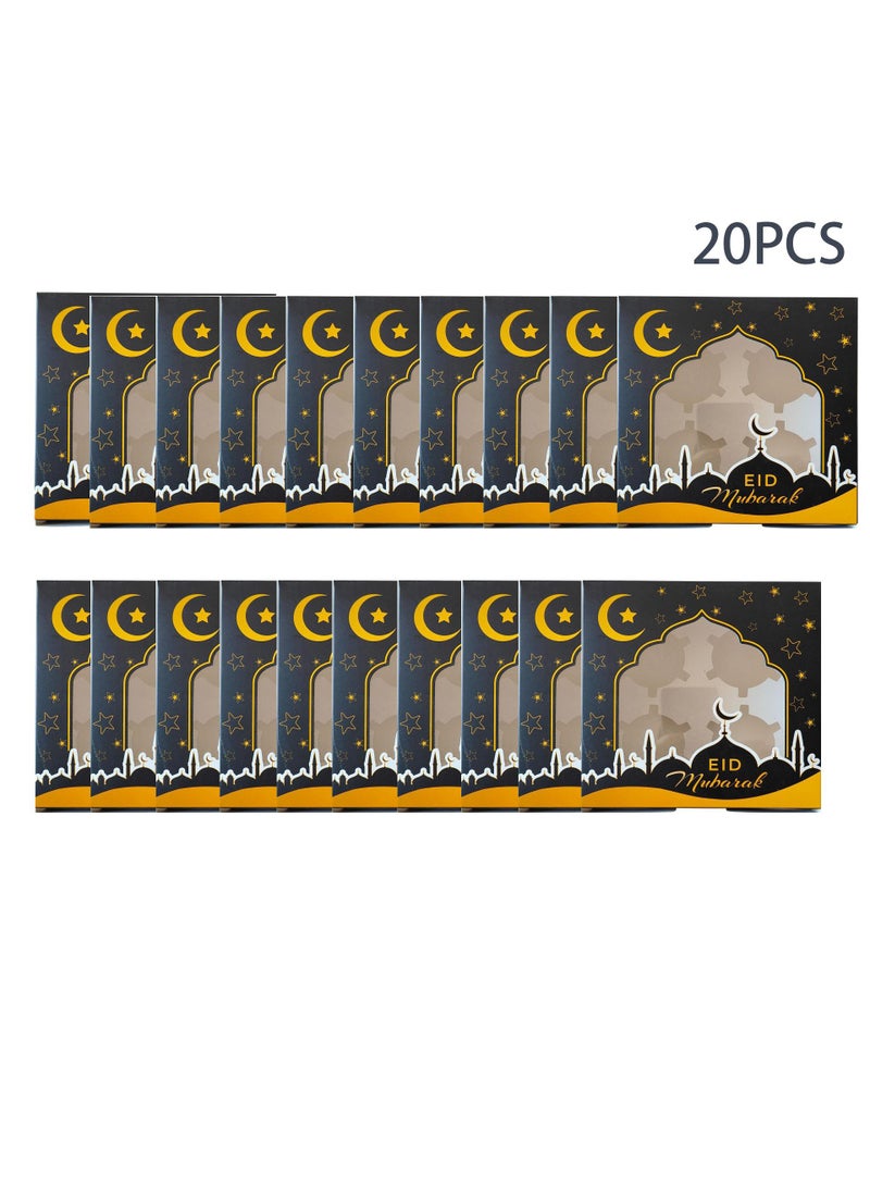 Bluejw 20 Pcs Pvc Open Window Cake Boxes For Eid Mubarak Ramadan Festival Party Cake Boxes Black - Image 1