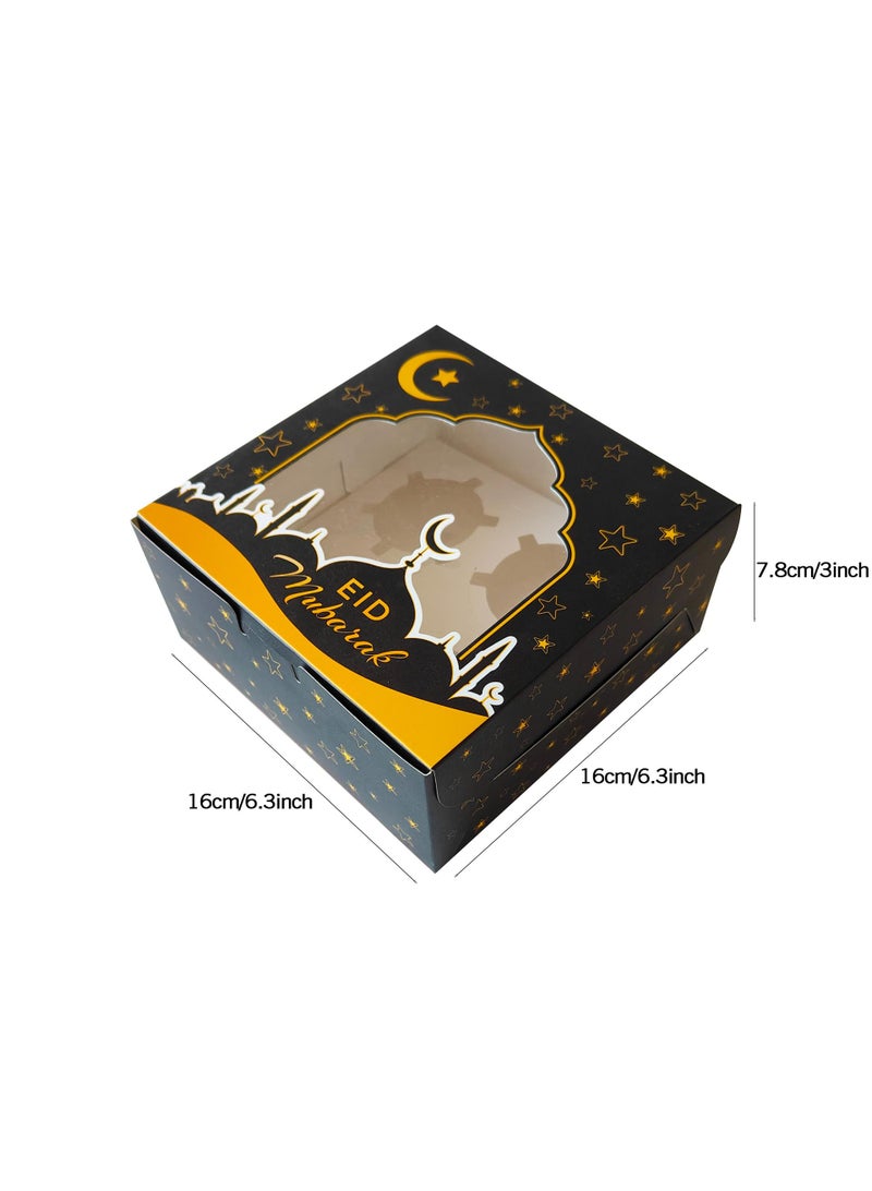 Bluejw 20 Pcs Pvc Open Window Cake Boxes For Eid Mubarak Ramadan Festival Party Cake Boxes Black - Image 3