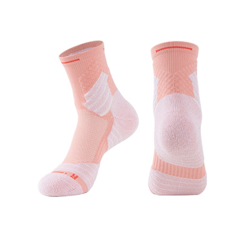 Generic Basketball socks combat professional elite running socks mens mid-length high-top thickened towel bottom bullfighting sports socks Pink - Image 1