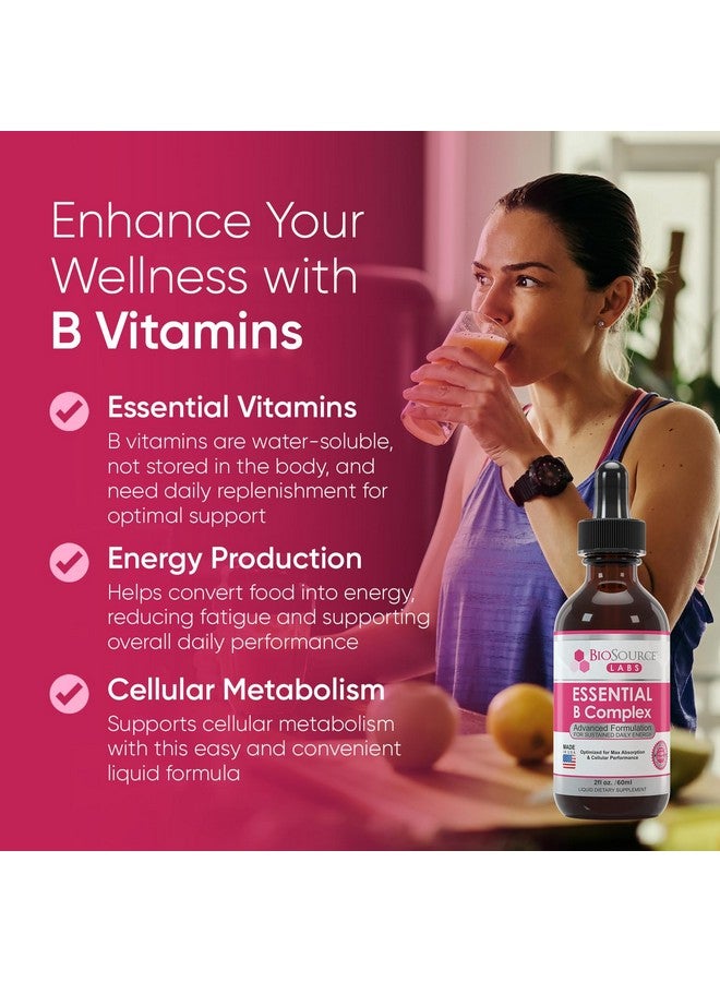 BioSource Labs Essential B Complex - Daily Vegan Vitamin B-Complex Sublingual Liquid Drops w/Methyl B12 (2oz / 60ml Bottle) - 60-Day Supply - Image 3