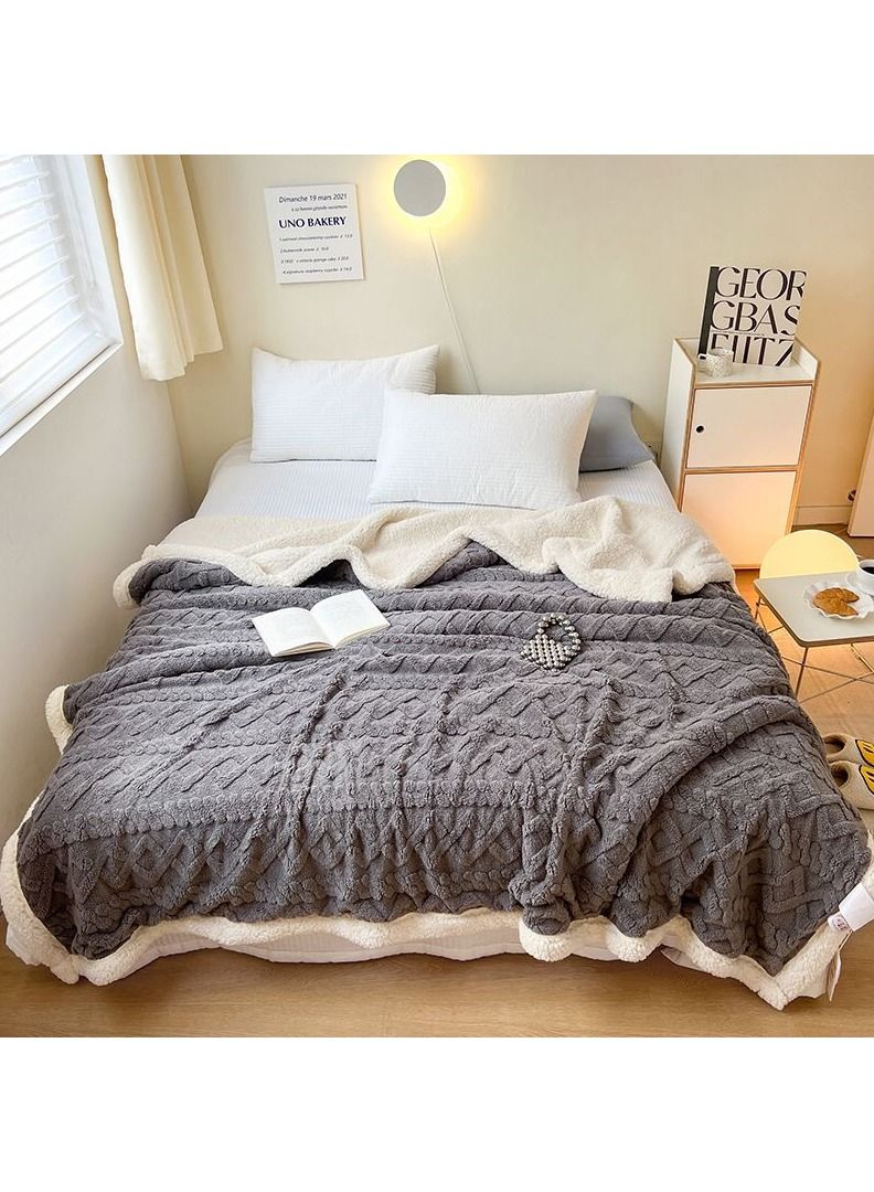 DubaiGallery بطانية سميكة للسرير المنزلية من الجانبين من لامب كشمير فليس بطانية مربعة شتوية دافئة غطاء أريكة لف الطفل غطاء سرير للأطفال - Image 1