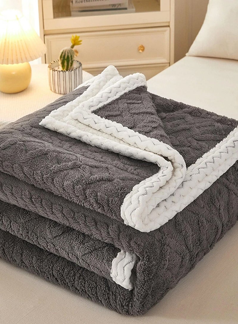 DubaiGallery بطانية سميكة للسرير المنزلية من الجانبين من لامب كشمير فليس بطانية مربعة شتوية دافئة غطاء أريكة لف الطفل غطاء سرير للأطفال - Image 3