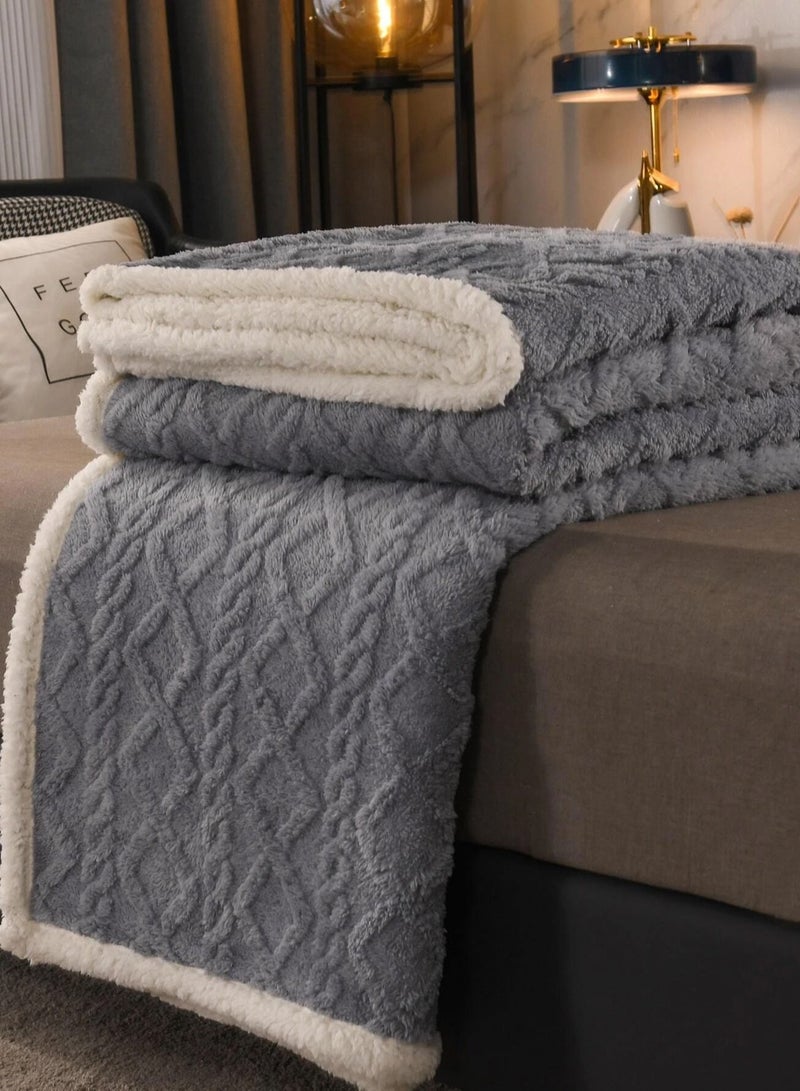 DubaiGallery بطانية سميكة للسرير المنزلية من الجانبين من لامب كشمير فليس بطانية مربعة شتوية دافئة غطاء أريكة لف الطفل غطاء سرير للأطفال - Image 4