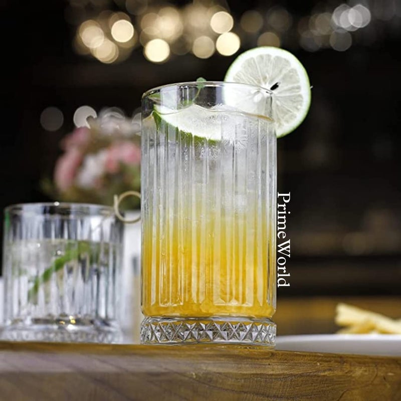 PrimeWorld European 300 Ml Iceland Highball Glasses Set of 6 Pcs - Tall Drinking Glasses for- Water, Juice, Mojito, Cocktail, Lead-Free, Perfect for Home, Restaurants and Parties, Transparent - Image 2