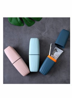 KASTWAVE Toothbrush Cup, 2Pcs Travel Toothbrush Holder, Portable Toothbrush Case Long 7.87 inch, Business Trip and School, Multifuction Toothbrushes Toothpaste Set with Two Colors (Blue and Pink)  - Image 5