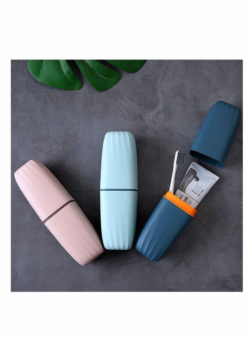KASTWAVE Toothbrush Cup, 2Pcs Travel Toothbrush Holder, Portable Toothbrush Case Long 7.87 inch, Business Trip and School, Multifuction Toothbrushes Toothpaste Set with Two Colors (Blue and Pink) - Image 5