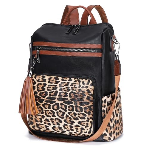 OPAGE Leather Backpack Purse for Women Fashion Tassel Ladies Shoulder Bags Designer Large Backpack Travel Bag - Image 1
