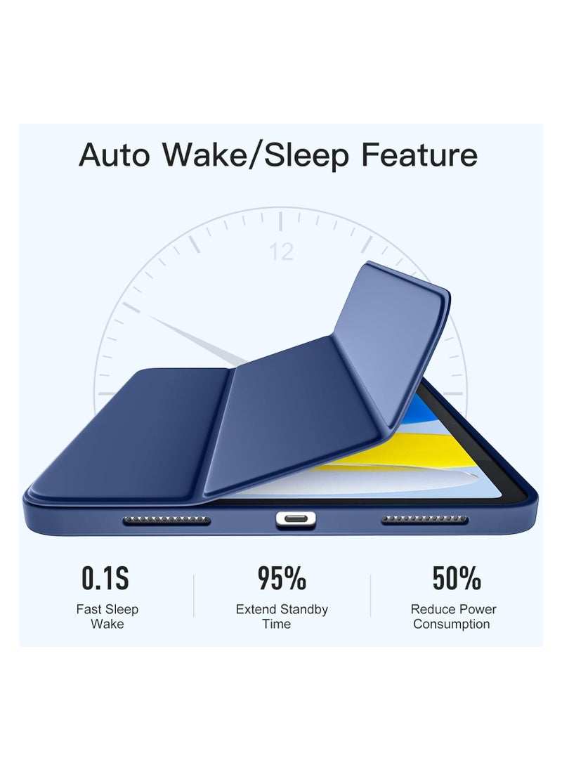 EVO Hybrid Case Compatible with iPad 10th Generation 2022 (10.9 Inch) - [Ultra Slim] Shockproof Clear Cover with Built-in Pencil Holder, Auto Wake/Sleep, dark Blue  - Image 1