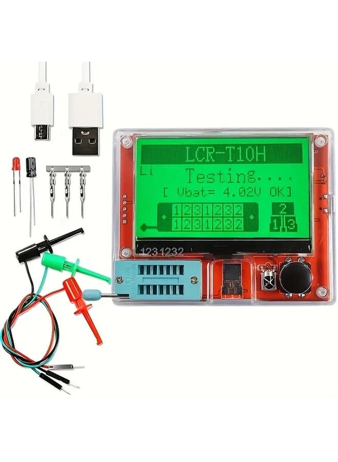 LCR T10H شاشة عرض LCD من نوع TFT مقياس متعدد لاختبار الترانزستورات والدايودات والمكثفات والمقاومات مع منفذ USB وبطارية - Image 1