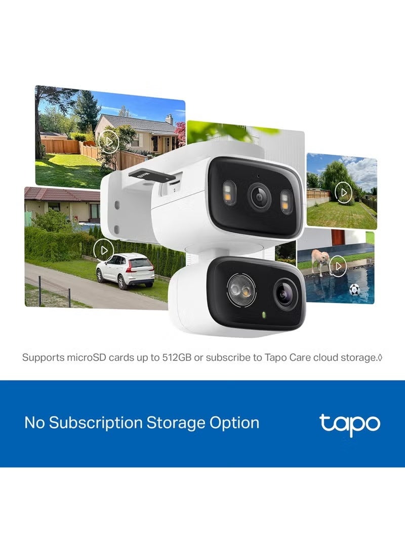 تي بي-لينك تي آي كاميرا مراقبة تابو 2K بدقة 3 ميجابكسل للاستخدام الداخلي والخارجي بعدسة مزدوجة قابلة للإمالة والتحريك - زاوية رؤية واسعة 125 درجة + عدسة تقريب 6 مم، دوران 360 درجة، كشف مجاني للأشخاص والمركبات، تخزين على بطاقة SD/سحابي، متوافقة مع أليكسا وجوجل هوم - كاميرا هجينة مزدوجة - Image 3