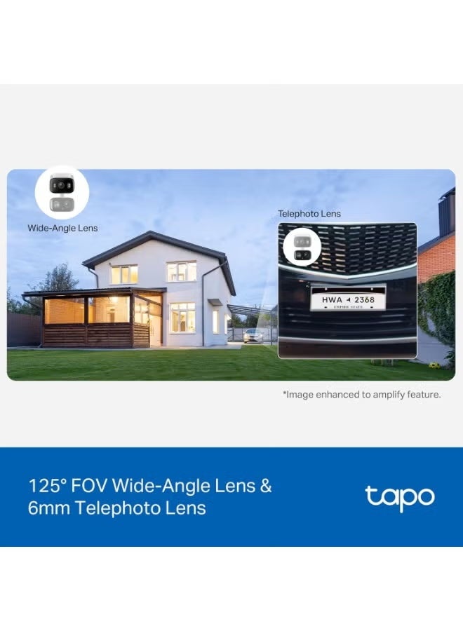 تي بي-لينك تي آي كاميرا مراقبة تابو 2K بدقة 3 ميجابكسل للاستخدام الداخلي والخارجي بعدسة مزدوجة قابلة للإمالة والتحريك - زاوية رؤية واسعة 125 درجة + عدسة تقريب 6 مم، دوران 360 درجة، كشف مجاني للأشخاص والمركبات، تخزين على بطاقة SD/سحابي، متوافقة مع أليكسا وجوجل هوم - كاميرا هجينة مزدوجة - Image 4