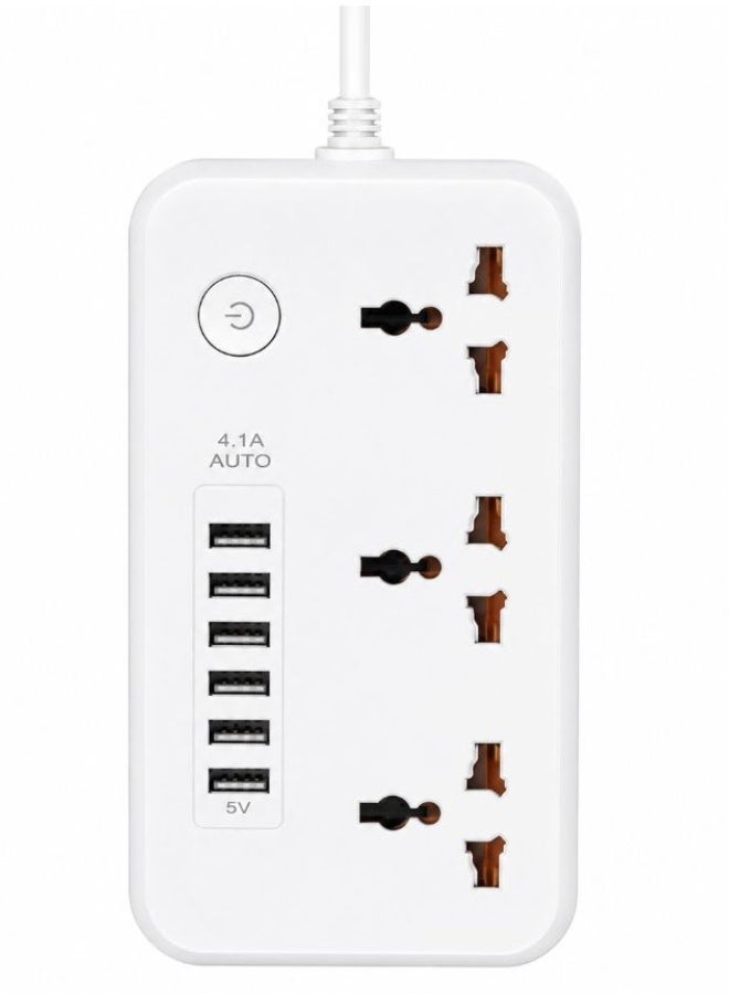 Z64 3 Socket Power Extension with 6 USB Charging Ports, 2M Heavy Duty Cable, 4.1A USB Output, Multi Socket Extension Board with Overload Protection for Home, Office, Desktop & Travel - Image 3