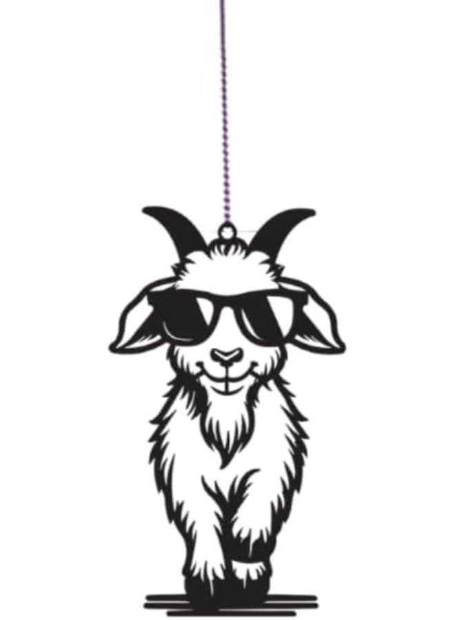 MIRFA Rearview Mirror Hanging Pendant - Wood - Black (Walking Goat) - Image 1