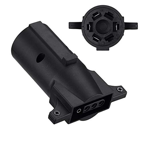 Miady Trailer Wiring Adapter, Heavy Duty Weatherproof 7 RV Blade to 4 Flat Trailers Light Connector Plug - Image 1