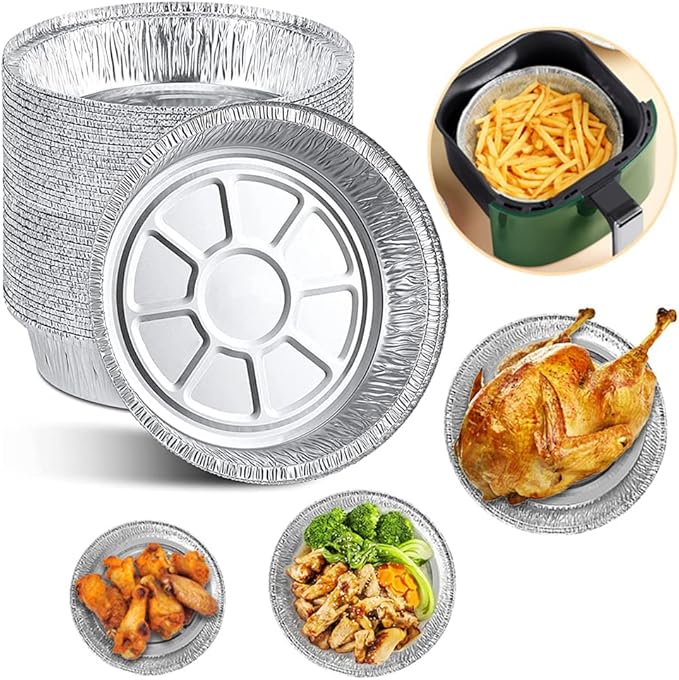 50 Pcs 8 Inch Aluminum Foil Pans For Baking Roasting Air Fryer And Food Storage - Image 1