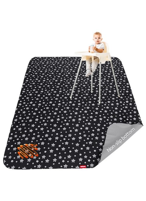 Large Splat Mat 54”X 72”Extra Large Waterproof Floor Mat With Non Slip Bottom, Baby Art Mat For Craft/Playtime/Mealtime On Table, Washable Portable Picnic Mat - Black Star, 4.5Ft X 6Ft