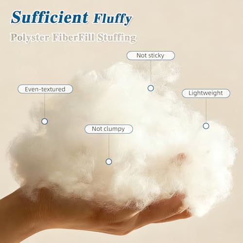 Jecqbor 5lbs/80oz Soft Polyfill Stuffing, Fluffy Pillow Stuffing Filling for Pillow, Couch Cushion, Cloud Project, Stuffed Animal, Craft, Clean Polyester Fiberfill for Crochet, Pet Bed, Plushies - Image 2