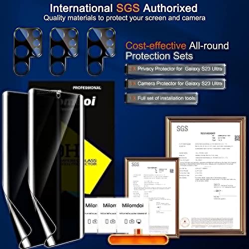 Milomdoi [2+3Pack] For Samsung Galaxy S23 Ultra Privacy Screen Protector [Not Glass] Accessories 2 Pack Film Privacy Screen For Samsung S23 Ultra 5G With 3 Pack Tempered Glass camera lens protector - Image 2