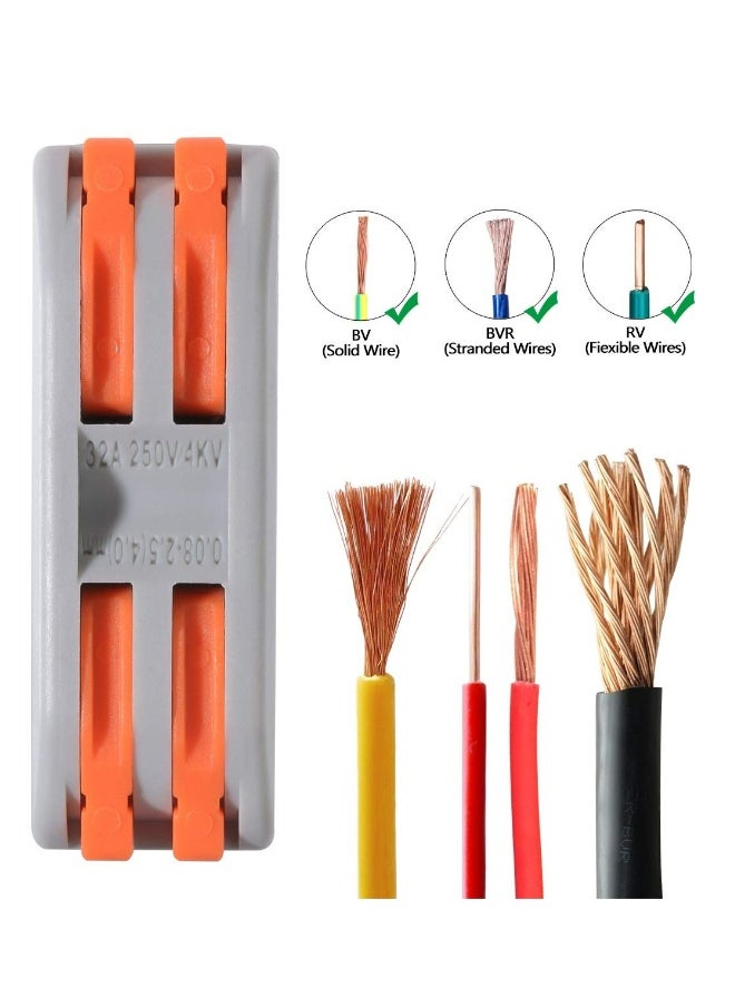 Topleo 50PCS Conductor Compact Connectors Lever Wire Nut Electrical Connectors with Fixed Base for 2 Circuit Inline Splices 28-12 AWG  - Image 5
