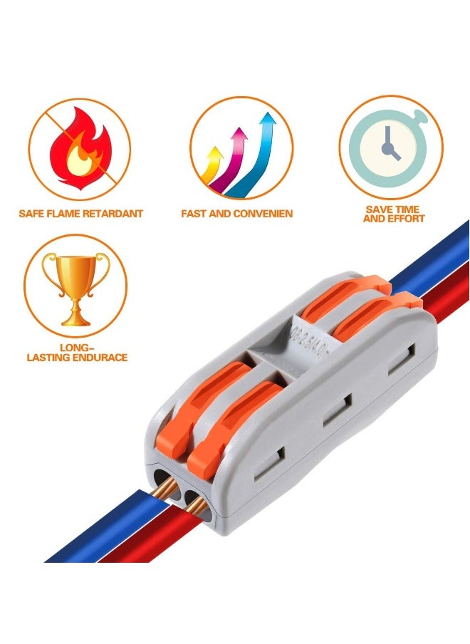 Topleo 50PCS Conductor Compact Connectors Lever Wire Nut Electrical Connectors with Fixed Base for 2 Circuit Inline Splices 28-12 AWG  - Image 4