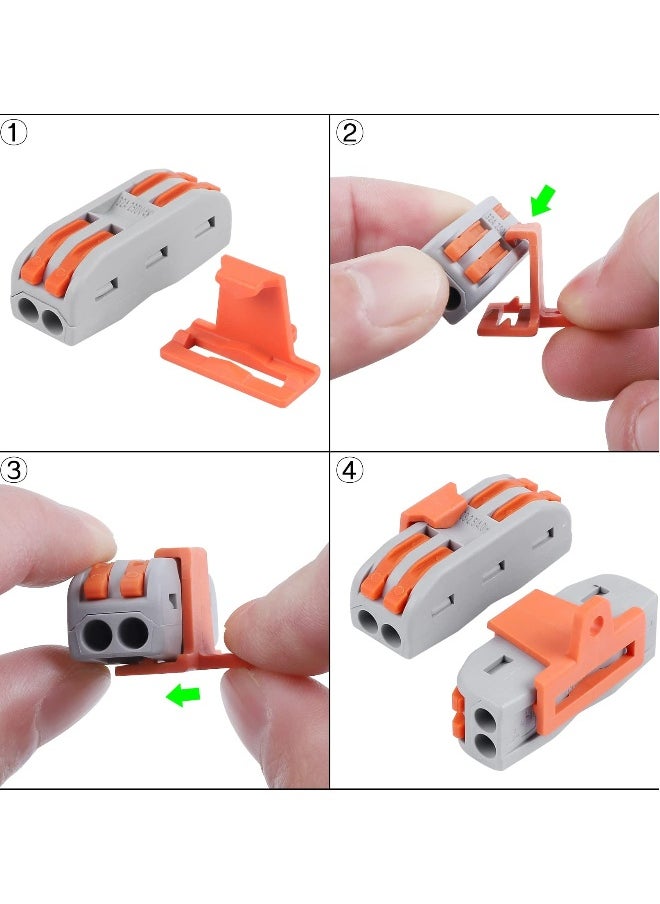 Topleo 50PCS Conductor Compact Connectors Lever Wire Nut Electrical Connectors with Fixed Base for 2 Circuit Inline Splices 28-12 AWG  - Image 2