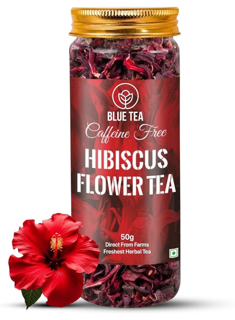 الشاي الأزرق شاي الكركديه 50 جرام | 50 كوب | شاي تعزيز نضارة البشرة | نكهة منعشة | شاي أعشاب من الزهور | خالي من الكافيين | غير معدل وراثيًا | ظهرت على خزان القرش | جرة الحيوانات الأليفة - Image 1