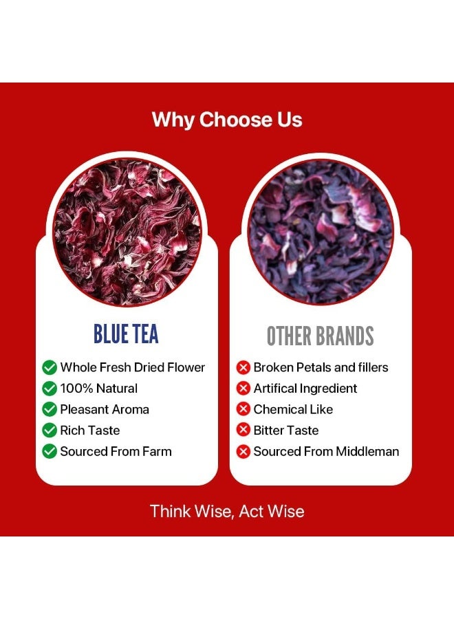 الشاي الأزرق شاي الكركديه 50 جرام | 50 كوب | شاي تعزيز نضارة البشرة | نكهة منعشة | شاي أعشاب من الزهور | خالي من الكافيين | غير معدل وراثيًا | ظهرت على خزان القرش | جرة الحيوانات الأليفة - Image 3