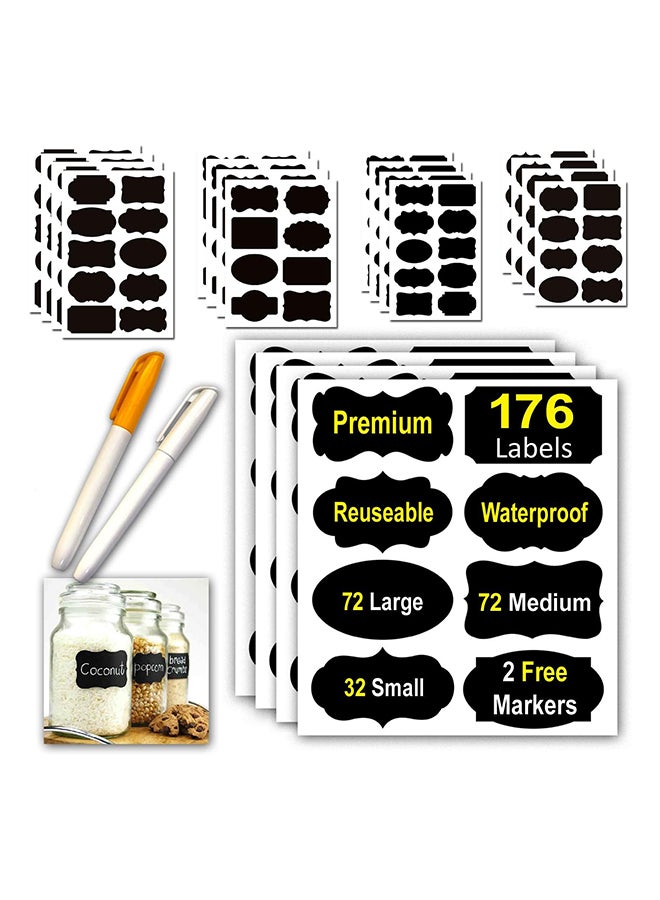 Chalkboard Labels 176 with 2 Markers  Pantry and Storage Stickers for Jars  Pantry Labels for Jars  Mason  Spice  Glass  Cups  Containers  Canisters  Kitchen Accessories  Laundry Room  Office Script 